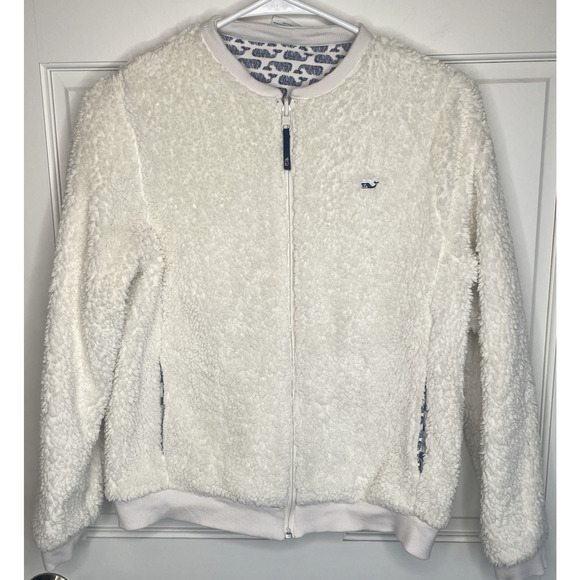 Vineyard Vines Girls Sz XL (16) Reversible Full-Zip Fleece Jacket Cozy Logo - Picture 2 of 15